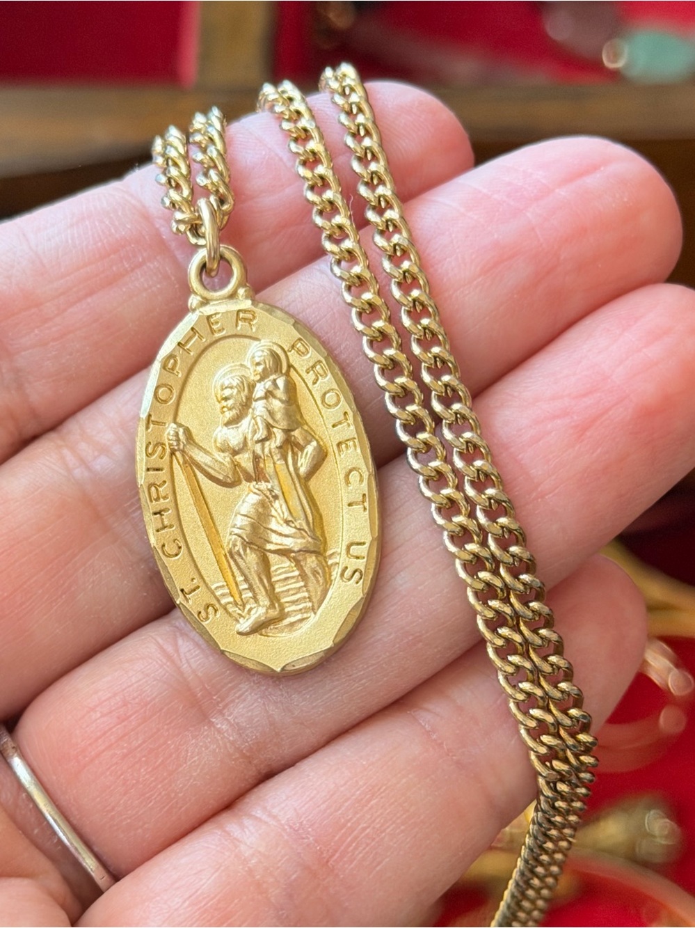 Vintage Gold Filled 1/20 14GF St. Christopher Medal Necklace